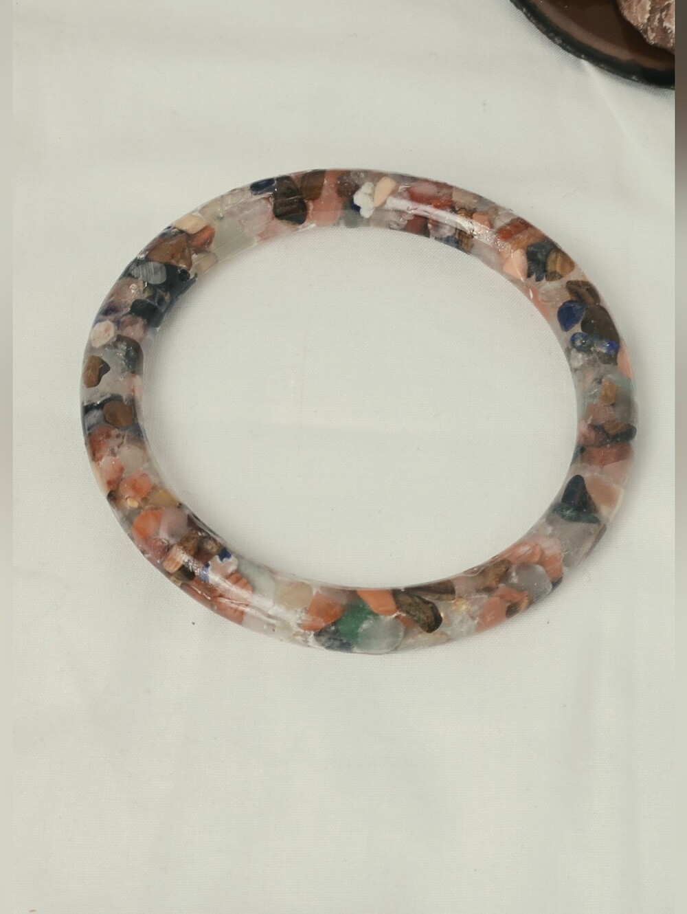 Multicolor Resin Stone Chip Bangle Bracelet